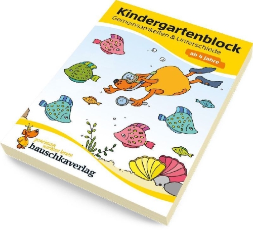 Buchcover und Innenansicht für das Buch: Kindergartenblock - Gemeinsamkeiten & Unterschiede ab 4 Jahre, A5-Block