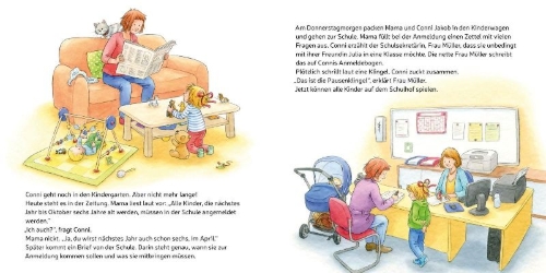 Buchcover und Innenansicht für das Buch: LESEMAUS 101: Conni kommt in die Schule