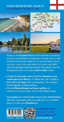 Buchcover und Innenansicht für das Buch: Entdeckertouren mit dem Wohnmobil England