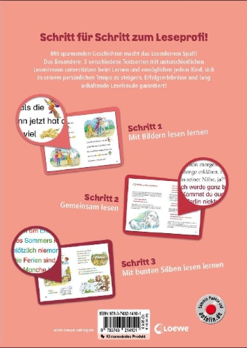 Buchcover und Innenansicht für das Buch: Lesenlernen in 3 Schritten - Die schönsten Fohlengeschichten