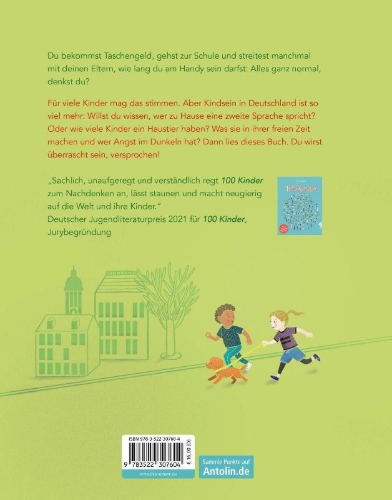 Buchcover und Innenansicht für das Buch: 100 Kinder in Deutschland