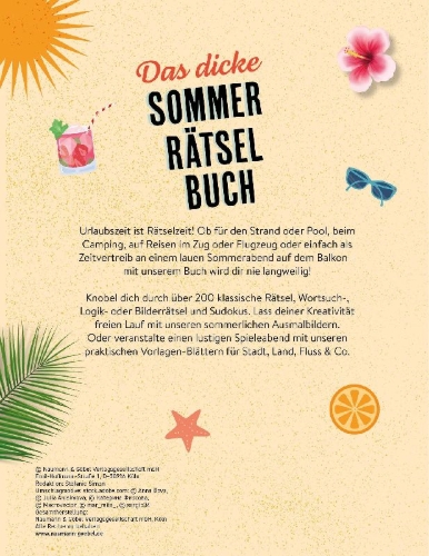 Buchcover und Innenansicht für das Buch: Das dicke Sommer-Rätselbuch