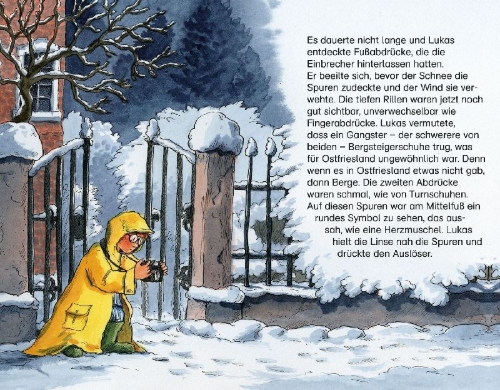 Buchcover und Innenansicht für das Buch: Die Nordseedetektive. Gefährliche Spur