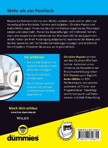 Buchcover und Innenansicht für das Buch: Outlook professionell nutzen für Dummies