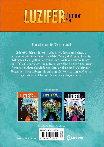 Buchcover und Innenansicht für das Buch: Luzifer junior (Band 17) - Vier Freunde für ein Hölleluja