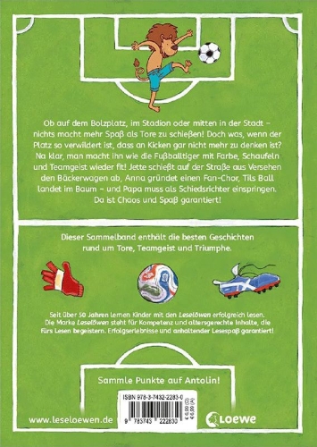 Buchcover und Innenansicht für das Buch: Die besten Leselöwen-Fußballgeschichten zum Lesenlernen