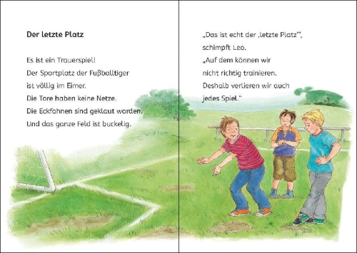 Buchcover und Innenansicht für das Buch: Die besten Leselöwen-Fußballgeschichten zum Lesenlernen