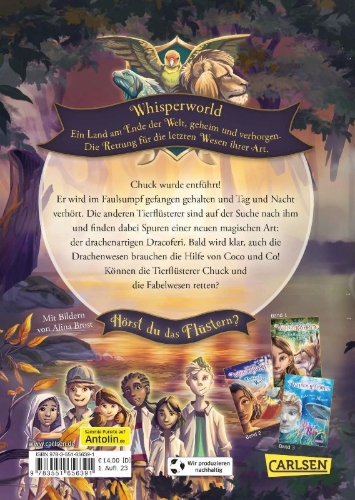 Buchcover und Innenansicht für das Buch: Whisperworld 4: Gefahr im Sumpf