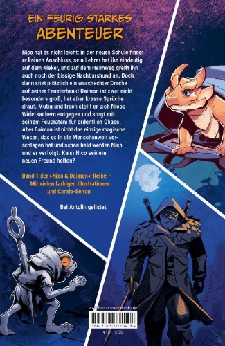 Buchcover und Innenansicht für das Buch: Nico & Daimon - Verflammt gute Freunde