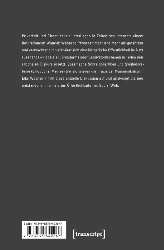 Buchcover und Innenansicht für das Buch: Intimisierte Öffentlichkeiten