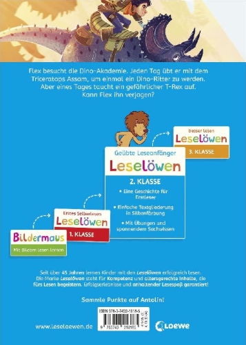 Buchcover und Innenansicht für das Buch: Leselöwen 2. Klasse - Vorsicht, T-Rex!
