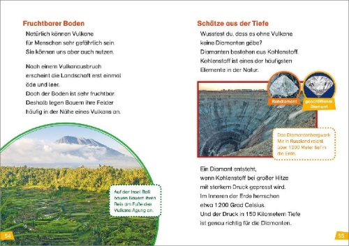 Buchcover und Innenansicht für das Buch: WAS IST WAS Erstes Lesen Doppelband 3.Vulkane/Regenwald