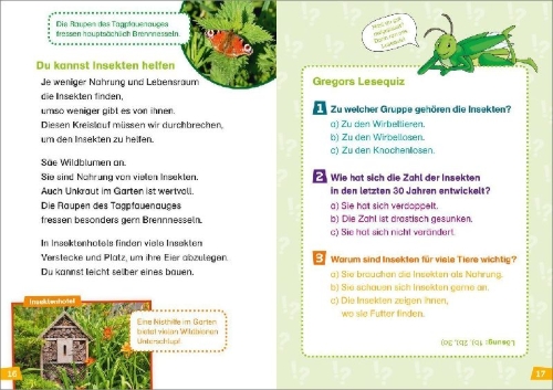 Buchcover und Innenansicht für das Buch: WAS IST WAS Erstes Lesen Band 11. Insekten