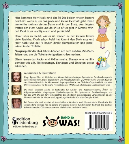 Buchcover und Innenansicht für das Buch: Herr Kacks und das Pi - So landen großes und kleines Geschäft direkt im Klo!