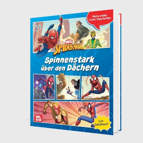 Buchcover und Innenansicht für das Buch: Spider-Man: Meine ersten Comic-Geschichten: Spinnenstark über den Dächern