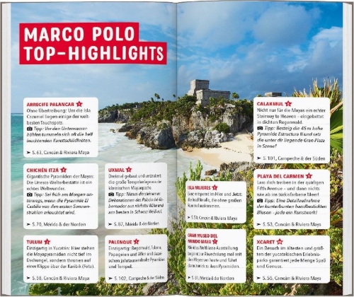 Buchcover und Innenansicht für das Buch: MARCO POLO Reiseführer Yucatan