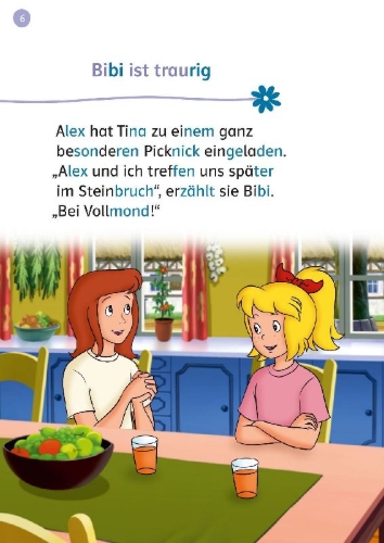 Buchcover und Innenansicht für das Buch: Lesefuchs Bibi & Tina: Picknick bei Vollmond Lesestufe 1