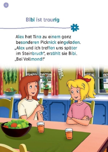Buchcover und Innenansicht für das Buch: Lesefuchs Bibi & Tina: Picknick bei Vollmond Lesestufe 1