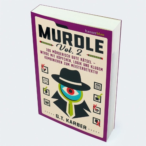 Buchcover und Innenansicht für das Buch: Murdle: Volume 2: 100 Elementary to Impossible Mysteries to Solve Using Logic, Skill, and The Power of Deduction