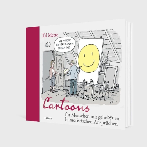 Buchcover und Innenansicht für das Buch: Cartoons für Menschen mit gehobenen humoristischen Ansprüchen