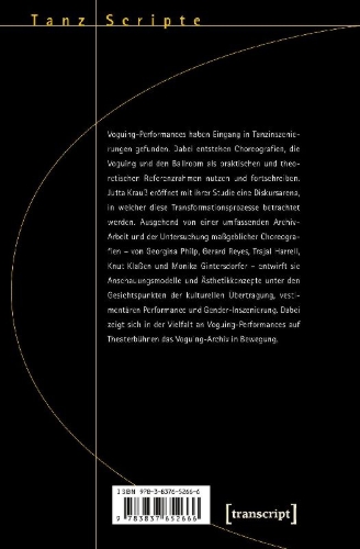 Buchcover und Innenansicht für das Buch: Voguing on Stage - Kulturelle Übersetzungen, vestimentäre Performances und Gender-Inszenierungen in Theater und Tanz
