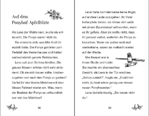 Buchcover und Innenansicht für das Buch: Ponyhof Apfelblüte 01. Lena und Samson