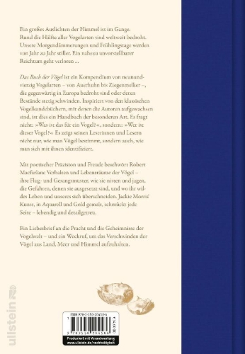 Buchcover und Innenansicht für das Buch: The Book of Birds. A Field Guide to Wonder and Loss