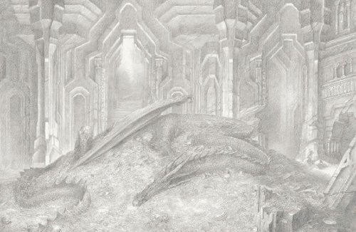 Buchcover und Innenansicht für das Buch: The Hobbit Sketchbook