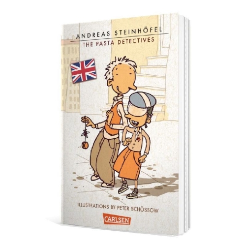 Buchcover und Innenansicht für das Buch: The Pasta Detectives - Rico, Oskar und die Tieferschatten (englische Ausgabe mit Vokabelhilfen) (Rico und Oskar 1)