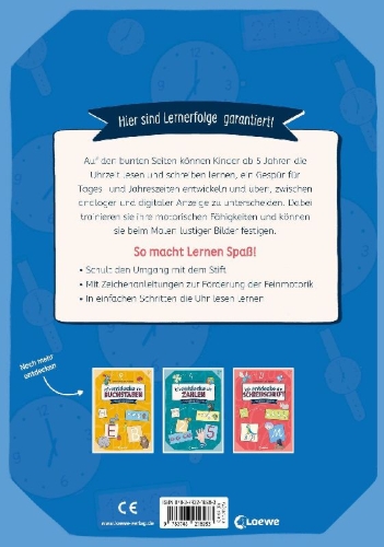 Buchcover und Innenansicht für das Buch: Ich entdecke die Uhrzeit - Lernerfolge garantiert!
