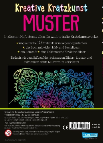 Buchcover und Innenansicht für das Buch: Kratzbilder für Kinder: Kreative Kratzkunst: Muster
