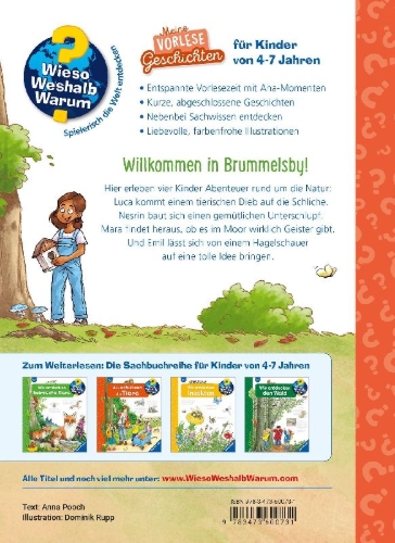 Buchcover und Innenansicht für das Buch: Wieso? Weshalb? Warum? Meine Vorlesegeschichten, Band 2 - Was passiert in Wald und Wiese?