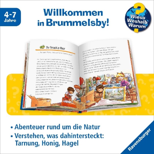 Buchcover und Innenansicht für das Buch: Wieso? Weshalb? Warum? Meine Vorlesegeschichten, Band 2 - Was passiert in Wald und Wiese?