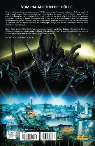Buchcover und Innenansicht für das Buch: Alien: Paradiso