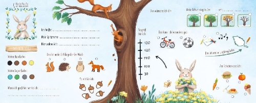 Buchcover und Innenansicht für das Buch: Schuhuuu - Alle meine Freunde - Das Kindergartenalbum (Waldtiere)