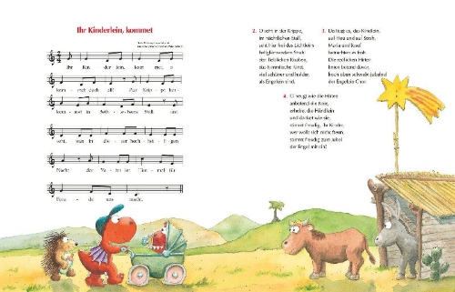 Buchcover und Innenansicht für das Buch: Der kleine Drache Kokosnuss - Das große Weihnachtsbuch