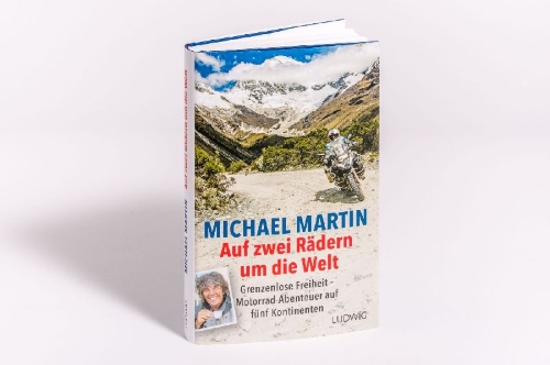 Buchcover und Innenansicht für das Buch: Auf zwei Rädern um die Welt