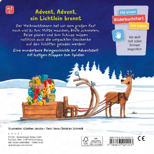 Buchcover und Innenansicht für das Buch: Advent, Advent, der Weihnachtsmann rennt!