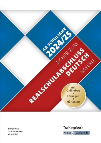 Buchcover und Innenansicht für das Buch: Sicher zum Realschulabschluss Deutsch Bayern - Trainingsbuch inkl. Lösungen und Onlinekurs