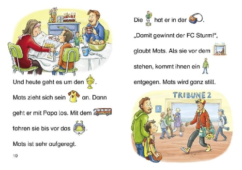 Buchcover und Innenansicht für das Buch: Bildermaus - Fußballgeschichten