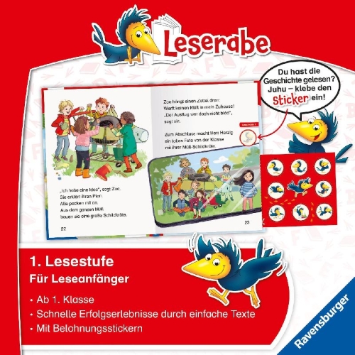 Buchcover und Innenansicht für das Buch: Leserabe - 1. Lesestufe - Schulgeschichten