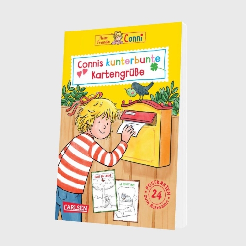 Buchcover und Innenansicht für das Buch: Conni Gelbe Reihe (Beschäftigungsbuch): Connis kunterbunte Kartengrüße