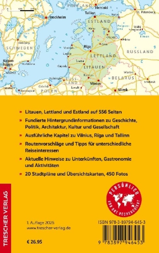 Buchcover und Innenansicht für das Buch: TRESCHER Reiseführer Baltikum