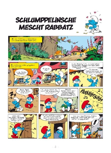 Buchcover und Innenansicht für das Buch: Die Schlümpp uff Hessisch: Schlumppelinsche mescht Rabbatz