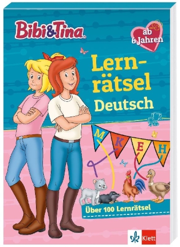 Buchcover und Innenansicht für das Buch: Bibi & Tina: Lernrätsel Deutsch ab 6 Jahren