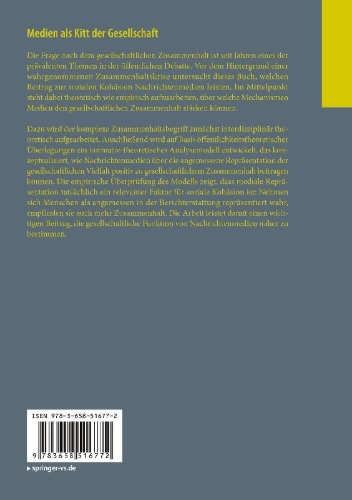 Buchcover und Innenansicht für das Buch: Medien als Kitt der Gesellschaft