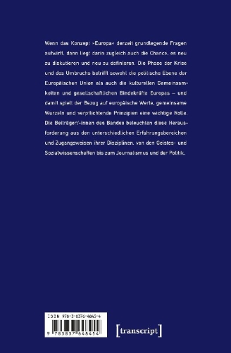 Buchcover und Innenansicht für das Buch: Europa - Krisen, Vergewisserungen, Visionen