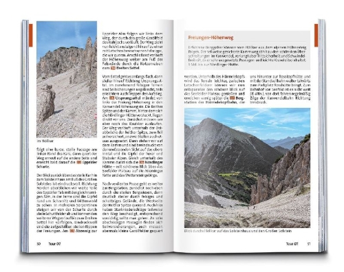 Buchcover und Innenansicht für das Buch: KOMPASS Wanderführer Innsbruck und Umgebung, Karwendel, Tuxer Alpen, Sellrain und Mieminger Kette, 60 Touren mit Extra-Tourenkarte