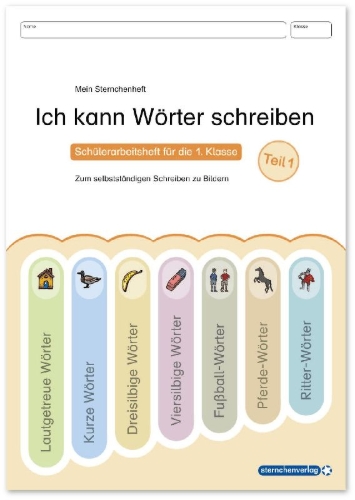 Buchcover und Innenansicht für das Buch: Ich kann Wörter schreiben Teil 1 und 2 im Set