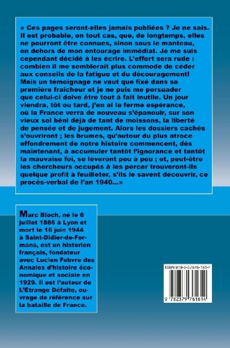 Buchcover und Innenansicht für das Buch: L'Étrange défaite
